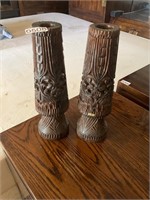 2- ornate wooden candle holders ?