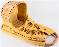 Native American Papoose Cradle Board Wood Hide