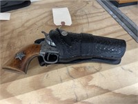 Leather Gun Holster w/Single Action Pistol
