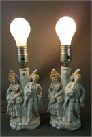 Porcelain Pair Figural Lamps - Made in Japan