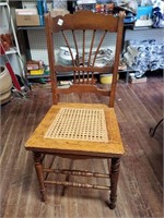 Antique Cane Bottom Oak Chair