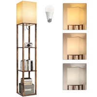 WF6267  AVV Floor Lamp, Wood Shelf Modern, Living