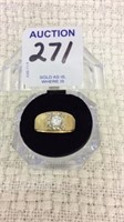 Mens 14 K Yellow Gold Solitaire Diamond Ring