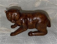 Vintage Hand Carved Wooden Cat Figurine, approx