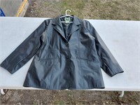 Black Pleather Jacket Coat Ladies XLarge