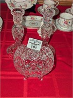 PInwheel crystal footed bowl & candle stick holder