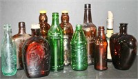 11 Colored Glass Bottle Lot