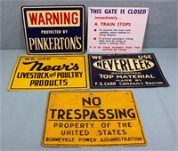 (5) Assorted Vintage Tin Signs