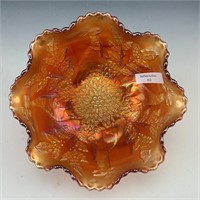 Fenton Marigold Stag & Holly Ruffled Bowl