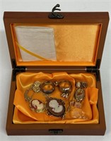 ANTIQUE JEWELRY BOX FULL OF JEWELRY