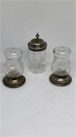 Group of marked sterling glass shakers, Quaker