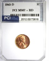 1945-D Cent MS67+ RD LISTS $600