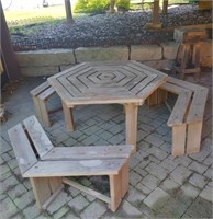 Awesome Cedar Hexagon Picnic Table & Benches