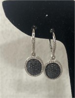 Sterling Dangle Earrings With Black Stones