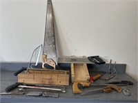 Mixed lot of saws, scissors, and box cutters