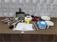 Kitchen tools, plastic plates, mixers, kitchen mix