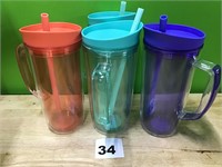 37oz tumblers with straws lot of 4