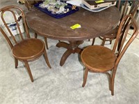 ROUND WOODEN PEDESTAL STYLE TABLE 48 IN DIAM 30 IN