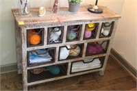 Painted 10 drawer storage unit w/ baskets