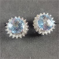 14k White Gold Aquamarine and Diamond earrings