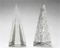 Crystal Acid-Etched Obelisks, 2 Vintage