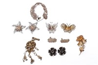Silver Filigree Brooches, Earrings & Bracelet, 9