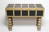 Mid-Century Modern Drop Leaf  Wood & Slate Table