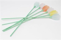 Frosted Glass Tulips w Long Wood Stems, Group of 6