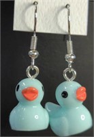 Blue rubber ducky earrings