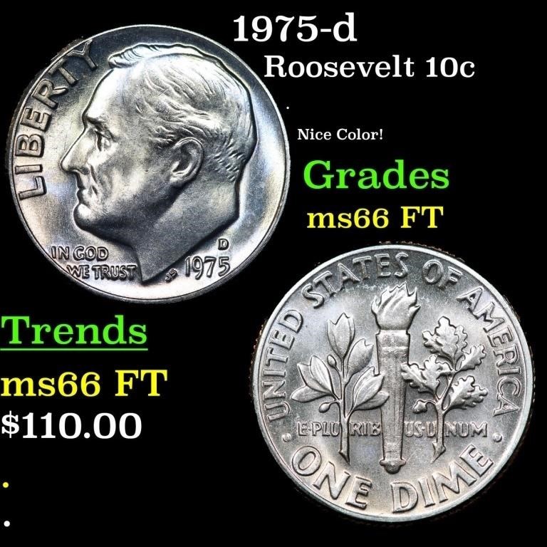 1975-d Roosevelt Dime 10c Grades GEM+ FT