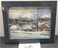 12x10 winter themed wall art; barn; outdoors