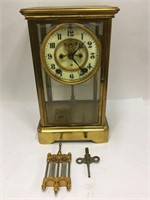 Ansonia Brass And Glass Anniversary Clock