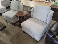 Thomasville - 3 Piece Fabric Chairs / End Table