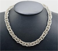 Coin 900 Silver Braided Necklace