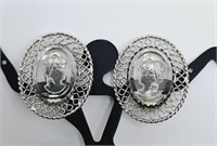 Whiting & Davis Carved Glass Cameo Earrings