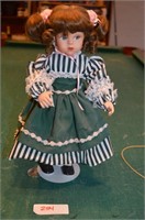 Porcelain Green Stripe Dress Doll