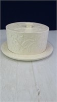 Cream Colored Cake Platter w/ Lid