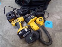Dewalt 18v drill, light, batteries & chargers