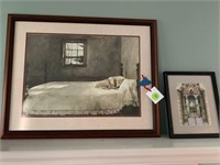 AWW! BEAUTIFUL PRINT OF DOG ON BED!