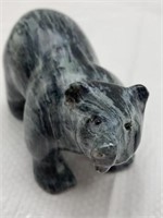 Soapstone bear sculpture 5in - signed/dated