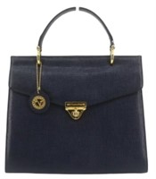 Valentino Navy Leather 2WAY Handbag