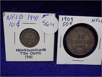 1909 NFLD .50$ & 1941 NFLD .10$