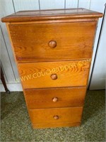 Narrow solid wood chest of drawers