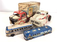 (4) Tin Litho Toy Vehicles