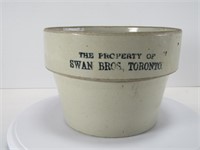 SWAN BROS. TORONTO STONEWARE MERCHANT BOWL