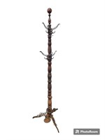 Incredible Oak and Cast Iron Pole Hall Tree