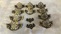 10 Ornate Metal Drawer Pulls, Lock Plates