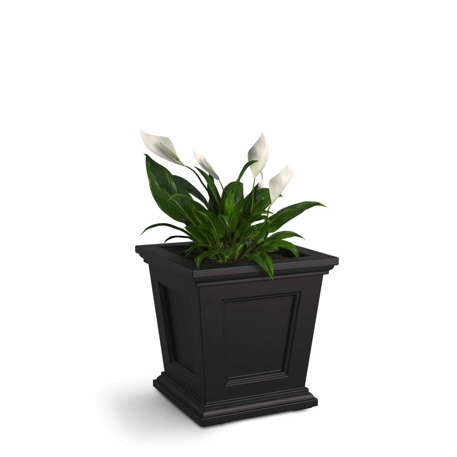 Mayne Fairfield 16in Square Planter - Black - Dura