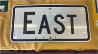 Metal East direction sign 24 x 12 inches