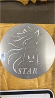 Metal Horse Star sign 14 inch diameter